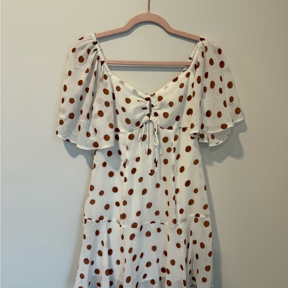 Abercrombie & Fitch White and Brown Polka Dot Mini Dress